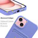 Unov Case Compatible with iPhone 15 Plus iPhone 14 Plus 5G Soft TPU Slim Protective Case with Flower Floral Bouquet Girly Card Holder Back Cover Case Mouve Purple