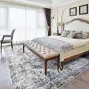 8x10 Washable Area Rug, Upgraded Denser Surface Vintage Rugs, Honeycomb Non-Slip Backing Living Room Rug, Easy Care Foldable Rugs for Living Room Bedroom Kitchen Dinning Room Home Office (Grey)