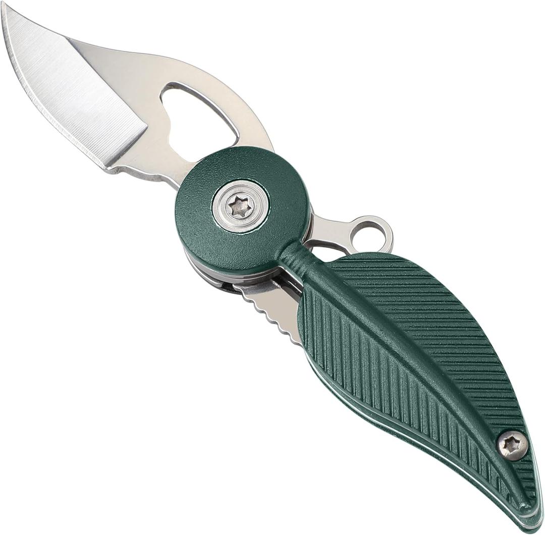 Coowolf Small Pocket Knife for Women and Men, 1 Inch Stainless Steel Blade, Green Aluminum Handle, Compact Mini Folding Box Cutter for Camping, Hiking, Daily Tasks, Lightweight EDC Gadgets Tools