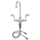 T&S Brass B-0309 Double Pantry Faucet, Single Hole Base, Swivel Gooseneck, Wrist Handles