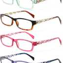 Kerecsen Computer Reading Glasses for Women Blue Light Blocking Glasses for Reading Fashion Pattern Print Eyeglasses for Womens(Mix Color -7, 6.00) (Mix Color -7)