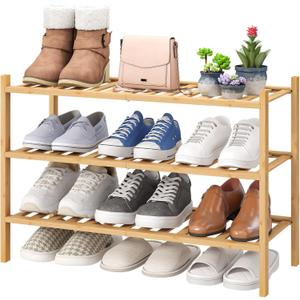 viewcare 3-Tier Free Standing Shoe Racks, Bamboo Wood Shoe Rack for Entryway & Closet, Beautiful | Natural | Functional | Sturdy Shoe Rack
