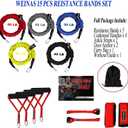 Resistance Bands, 15 Pieces Exercise Elastic Bands Set, 20lbs to 40lbs Resistance Tubes with Heavy Duty Protective Nylon Sleeves Anti-Snap for Fitness SUPALAK
