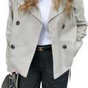 Onedreamer Women's Double Breasted Trench Coat Classic Lapel Long Sleeve Blazer Jackets Casual Outerwear With Belt (Medium, Grey&White)