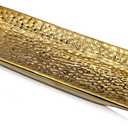 Hollyone Plant Tray Saucer Decor Gold Metal Ceramic 16inch Rectangular Planter Pot Wire-Drawing Plant Saucer Tray Rectangular Indoor Outdoor Plant Flower Decorative Trays for Pots