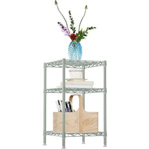 IZEUK 3 Tier Heavy Duty Steel Storage Shelves, Metal Shelf Wire Shelving Rack for Pantry, Kitchen, Cloakroom or Office Organization (13.8" D x 13.8" W x 25.5" H, 750LBS, Green)