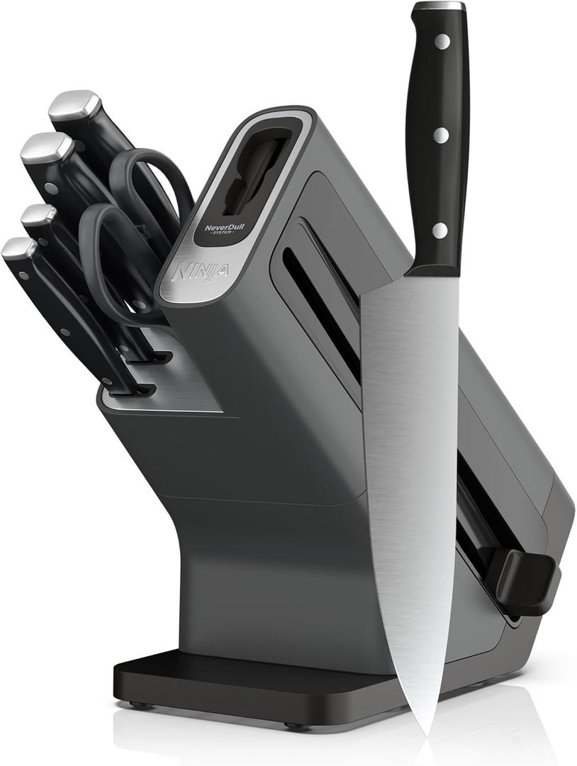 Ninja NeverDull 7-Piece Prep Knife System, Essential, Confortable Grip, Stainless Steel, Built-in Sharpener (K12007BRN)