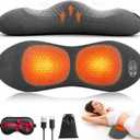 Upgraded 3-in-1 Triple Fusion Back Massager, Cordless Lumbar Support Pillow with Heat, Massage, Electric Stretch for Pain Relief, Lower Back Massager with 3000mAh Rechargable for Bed Office Chair Car