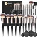 Makeup Brushes Set, Mlemle Professional 25 Pcs Makeup Kit, Include Powder Foundation Concealers Blush Eye shadows 21 Pcs Makeup Brushes and 2 Powder Puff, 2 Makeup Sponge(B02-CreamBlack)