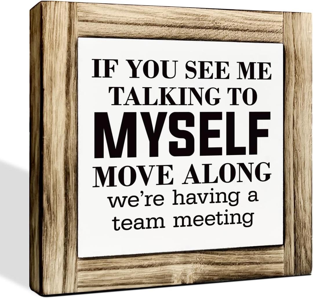 Rustic Office Meeting Sign - Wooden Desk Decor, 5.9 * 5.9 inches