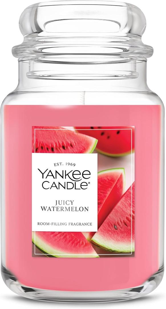 Yankee Candle Juicy Watermelon, Scented Candle, 22oz Large Jar with up to 150 Hour Burn Time, Giftable