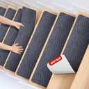 MBIGM 8 X 30inches, 15 in Pack, Non-Slip Carpet Stair Treads Non-Skid Safety Rug Slip Resistant Indoor Runner for Kids Elders and Pets with Reusable Adhesive, Dark Gray Weave