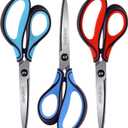 Real Left handed scissors for adults with comfortable 3-color ergonomic handle, 8.5 INCH 3 Packs Scissors All purpose left handed Tool for Daily Cutting Needs