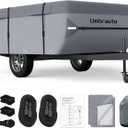 Umbrauto Pop Up Folding Camper Cover Fits 10-12, Upgraded 7 Layers Top Tent Trailer Cover Waterproof Extra Thick Polypropylene Breathable Ripstop Pop Up Folding Trailer Cover