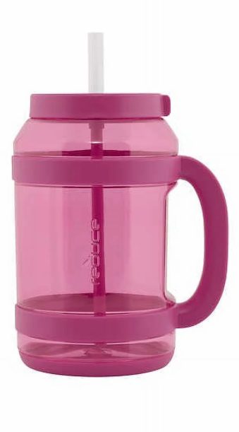 REDUCE WaterDay 80 oz Water Jug with Time/Ounce Markings - Spill-Proof Straw, Durable Tritan - Big Water Bottle for Daily Hydration - Dishwasher Safe, Clear & Easy to Clean