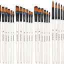 Acrylic Brush Set, 4 Packs of 24 Nylon Brushes, Suitable for Professional Sets of Multi-Purpose Oil Painting Watercolor Artists, Miniature Details and Rock Painting, Art Painting Supplies.