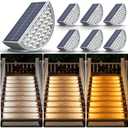 Solar Step Lights Outdoor,Upgrade 2700/4000/6000K 3 Mode LED 200 Lumuns IP67 Waterproof Solar Stair Lights,Auto On Off,Solar Motion Sensor Lights for Stair,Deck,Front Step,Porch,Patio and Pathway,Yard