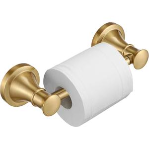 BESy Wall Mounted Toilet Paper Roll Holder Rustproof Tissue Paper Holder Bathroom Flexible Pivoting Tissue Handle Toilet Tissue Roll Holder, Brushed Gold, Stainless Steel