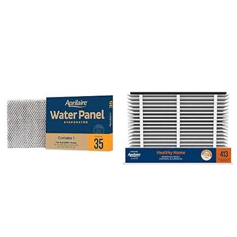 Aprilaire 413 MERV 13 Replacement Whole-House Furnace Air Purifier Filter - 16x25x4 (2 Pack) + AprilAire 35 Whole-Home Humidifier Water Panel Filter Replacement (2 Pack) BundleAmazon's Choice