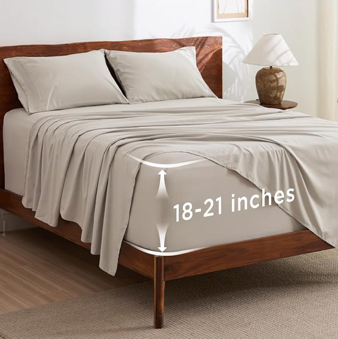 Bedsure Full Size Bed Sheets Set - Fits Mattresses Up to 21 Inches Thick - GentleSoft Bed Sheets, Moisture Wicking, Soft & Cooling Bedsheet & Pillowcases, Easy & Secure Fit, Linen