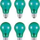 Westinghouse Lighting 0344420 25 Watt A19 Transparent Green Color Light Bulb, Incandescent Party Bulb, Medium Base, 6 Pack