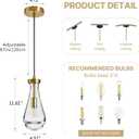 Raindrop Pendant Lights Kitchen Island: 2 Raindrops Crystal Light Fixtures - Gold Brass Teardrop Chandelier Lighting over Dining Table - Modern Glass Tear Drop Ceiling Pendants Light Bulb Not Included, Set of 2