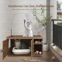 Aesthetic Cat Litter Box Enclosure, Handwoven Rattan Hidden Litter Box Furniture with Extra Mat and Fence, Large Space Litter Box Cover with Divider for Bedroom Living Room Balcony, Brown