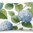 Blue Hydrangea Throw Pillow Cover 12x20, Farmhouse Floral Lumbar | Pillow Case Vintage Botanical Spring Summer Cushion Cover, Double Sided Print Decorative Pillowcase for Couch Sofa Bed