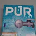 PUR Plus Horizontal Faucet Mount Filtration System with 3-in-1 Lead Reducing Filter, Water Filter for Sink, Lasts 100 Gallons, Compatible with Sinks with External Aerators, Metallic Grey