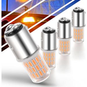 Ziomitus 12 Volt Brake Lights 1157 2057 2357 7528 BAY15D P21/5W Amber LED Bulbs Replacement for RV Car Camper Trailer Tail Brake Stop Turn Signal Lights, Amber Yellow,DC12-24V,4Pack