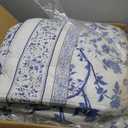 Dobuyly Floral Queen Comforter Set, 7 Piece Bed in a Bag Queen Size Blue Flowers on White Botanical Bedding Set, Soft Microfiber Bedding Comforter Sets with Sheets for All Season