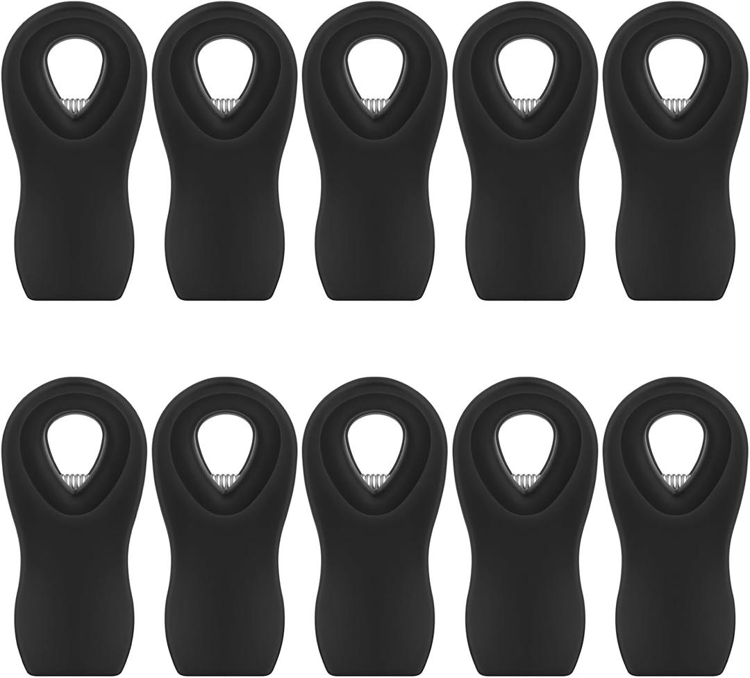Magnetic Chip Clips, 10 Pack Plastic Bag Clips with Magnet, Black Snack Clip for Food Storage and Refrigerator