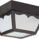 Nuvo SF77/863 Poly Frame Carport Flush Mount with Frosted Acrylic Panels, Black, Small