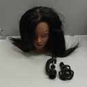 Mannequin Head with Human Hair 16'' Cosmetology Manikin Doll Head with 100% Real Human Hair Trainning Head for Hairdresser Practice Braiding Hair Styling with Clamp Stand