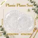 Rubtlamp 60Pcs Plastic Plates, Clear Disposable Plates, Hammered Heavy Duty Plastic Platos, Fancy Disposable Platos Include 30 Clear Dinner Plate, 30 Salad Plate For Bridal Spring