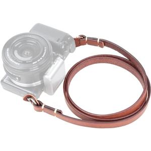 Genuine Leather Camera Neck Shoulder Strap Compatible with Fujifilm Sony Olympus Panasonic Lecia Canon Nikon Mirrorless Compact Cameras (Brown, Retro Style, Slim Belt)