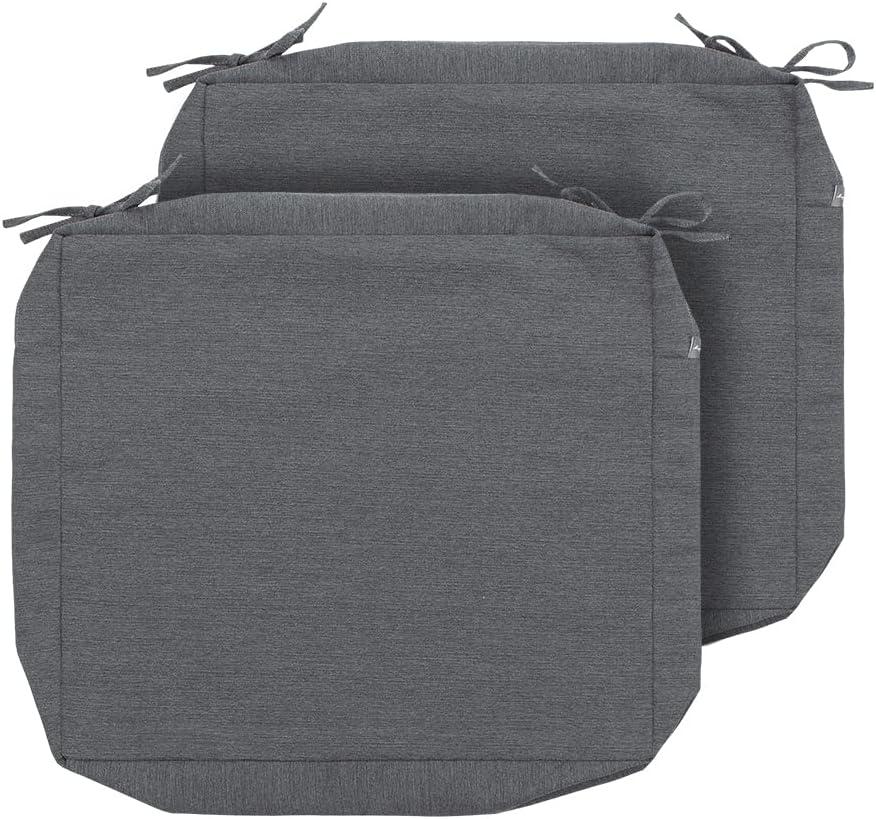 Magpie Fabrics Patio Cushion Covers Set of 2(Replacement Cover only, No Insert!), Waterproof Indoor Ourdoor Deep Seat Chair Cushion Slipcover with Ties(22x20x4 Inch, Dark Gray)