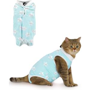 ANWA Cat Recovery Suit - Breathable Cat Onesie for Cats After Surgery Female, Kitten Surgery Recovery Suit Female Abdominal Wounds (Medium, Star)