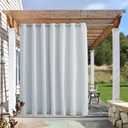 NICETOWN Patio Curtain Outdoor Waterproof W100 x L120, Rustproof Top & Bottom Grommet Light Blocking Windproof Thermal Insulated Blinds for Indoor Outdoor Room Divider, Greyish White, 1 Piece (100"W x 120"L (Pack of 1))