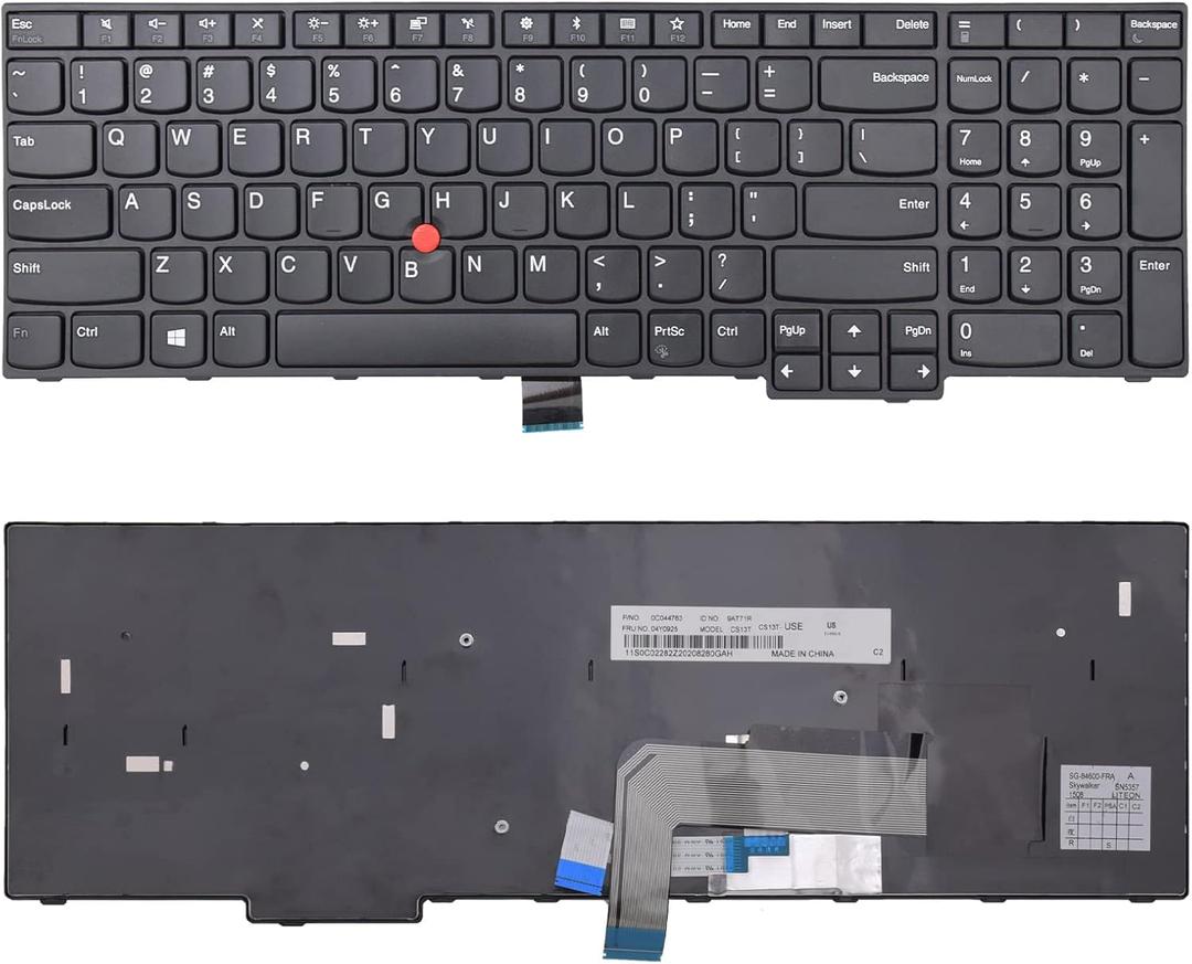 TLBTEK Keyboard Replacement with Frame and Pointer Compatible with Lenovo IBM ThinkPad E570 E570C E575 Series Laptop