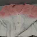 CHICWISH Women Cute Ombre Fuzzy Heart Button Down Cardigan V Neck Long Sleeve Soft Valentines Knit Sweater Coat Pink