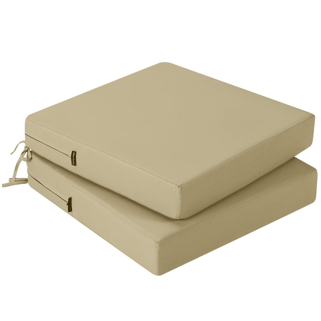 idee-home Outdoor Chair Cushions Set of 2, Waterproof Outdoor Seat Cushions
Patio Furniture Outside Replacement Chair Pad with Ties for Lawn Deck Porch 22 x 22 Khaki