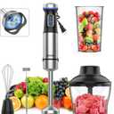 Ganiza Immersion Blender 5 in 1 Hand Blender Max 1000W Heavy Duty Motor, 16 Speed Mode Handheld Blender Stainless Steel Blade With 800ml Mixing Beaker, 600ml Chopper, Whisk and Milk Frother