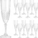 CHICERA 12 Pcs Plastic Champagne Flutes,White Champagne Glasses Bulk, Made of Durable Plastic Material Can be Used for Weddings, Everyday Fun Parties and More!