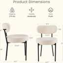 DUMOS Dining Chairs Set of 2, Mid Century Modern Chair Round Upholstered Curved Backrest, Kitchen Vanity Living Room Chairs with Black Metal LegsLight Beige