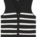 Totatuit Women's Sweater Vests Striped Lightweight Knit Tank Top Trendy Sweater Vest for Women with Pockets M