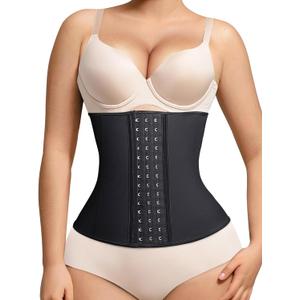 Waist Trainer for Women Latex Underbust Waist Cincher Corset, Tummy Control Corset Sport Girder Hourglass Body Shaper (Small, Black3 Rows Hooks)