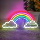 YSMNDE Rainbow Neon Sign, Dimmable LED Neon Lights USB Powered, Rainbow Decor for Girls Room, Baby Bedroom, Event Party, Christmas, Birthday Gift 15.7x7.8