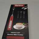 Milk Frother Handheld Rechargeable, Frother Wand Drink Mixer Electric Whisk for Coffee, Detachable With 3 Stainless Whisks, Hand Mixer for Lattes, Cappuccino, Matcha, Egg, No Stand, Red