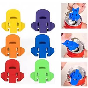 Colorful Can Opener Set, 6-Pack for Soda, Beer, Coke | Plastic Tab Can Openers | Beverage Barricade for Picnic BBQ.